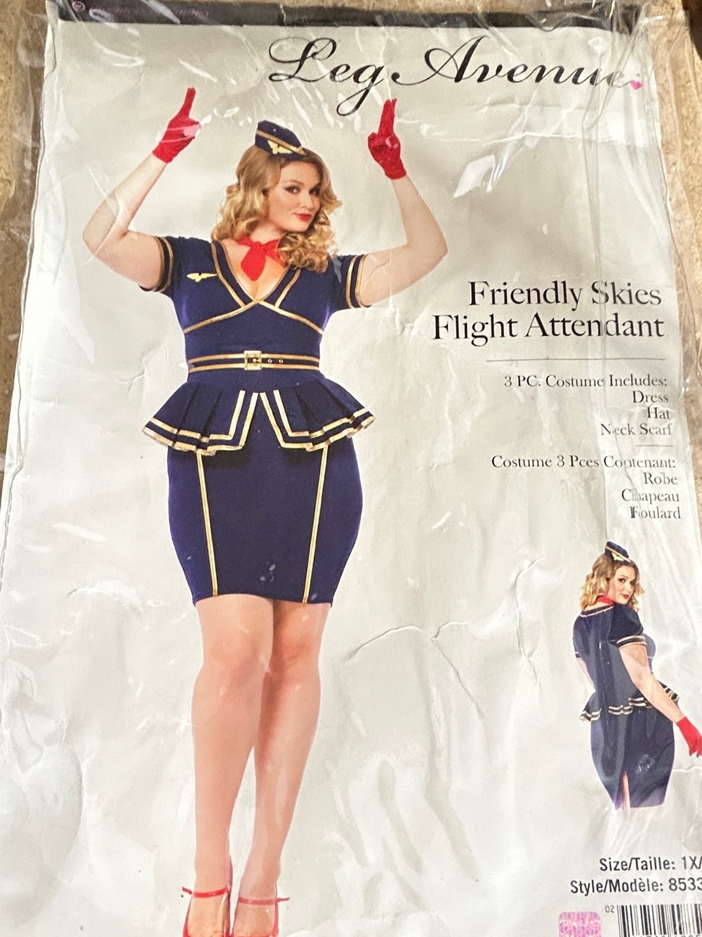 Leg Avenue Friendly Skies Flight Attendant 1X/2X Plus Halloween Costume - Picture 1 of 16